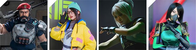 コスプレイヤーも登場。左からソロモンの大佐さん、たぶ子さん、ろむさん、Milaさん